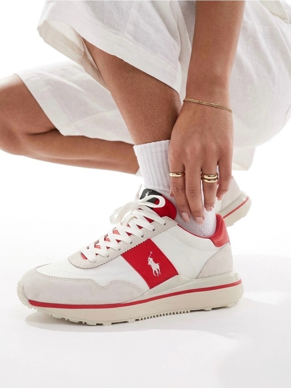 Polo Ralph Lauren Train 89 Sneakers Red White | Women’s 7.5 | With Box